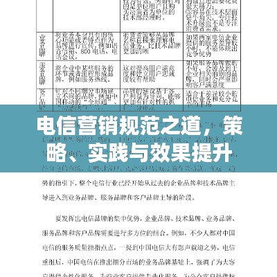 电信营销规范之道，策略、实践与效果提升