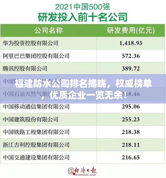 福建防水公司排名揭晓，权威榜单，优质企业一览无余！