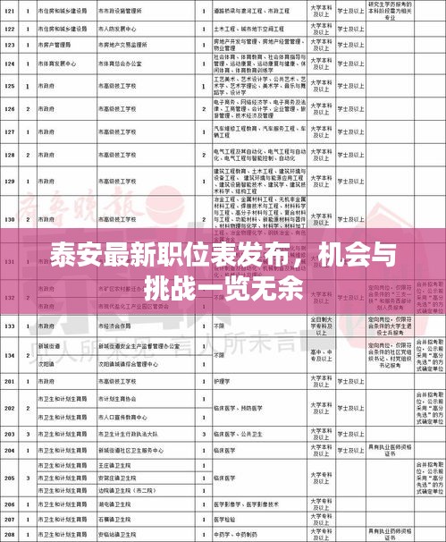 泰安最新职位表发布，机会与挑战一览无余