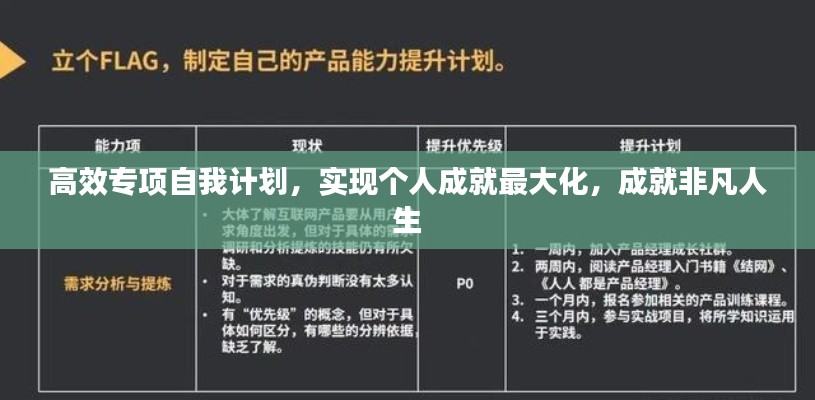 高效专项自我计划，实现个人成就最大化，成就非凡人生