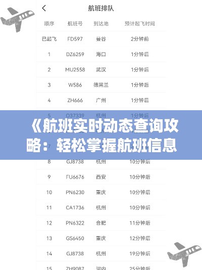 《航班实时动态查询攻略：轻松掌握航班信息》