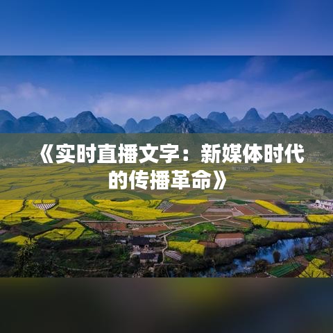 《实时直播文字：新媒体时代的传播革命》