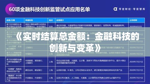 《实时结算总金额：金融科技的创新与变革》