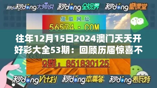 往年12月15日2024澳门天天开好彩大全53期：回顾历届惊喜不断的亮眼表现