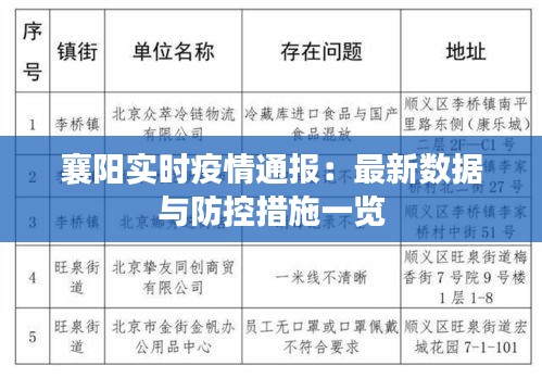 襄阳实时疫情通报：最新数据与防控措施一览