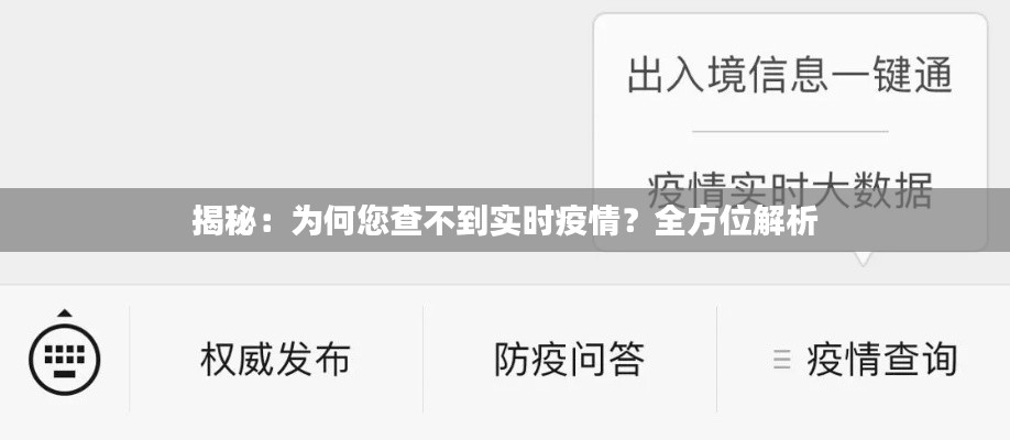 揭秘：为何您查不到实时疫情？全方位解析