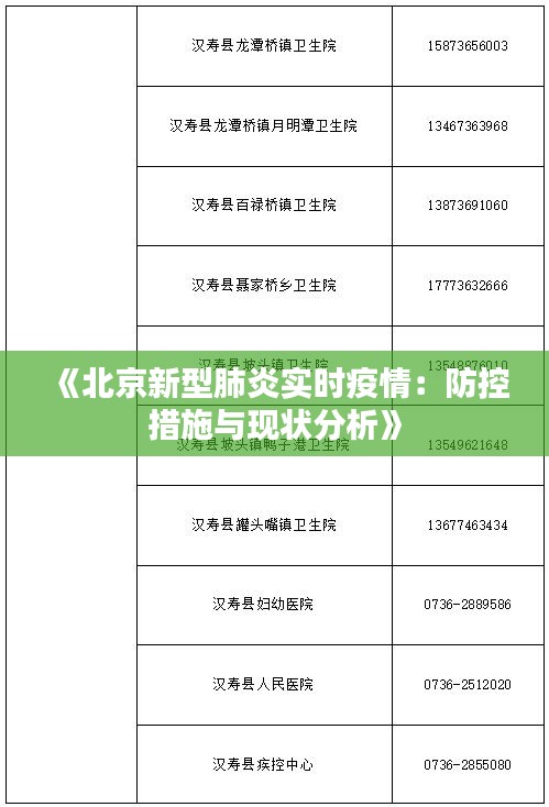 《北京新型肺炎实时疫情：防控措施与现状分析》