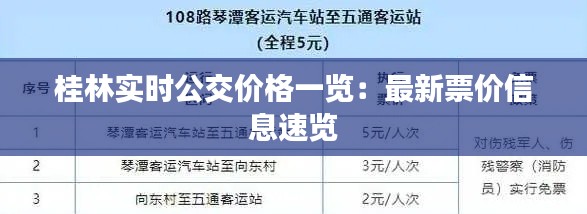 桂林实时公交价格一览：最新票价信息速览