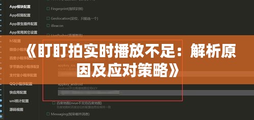 《盯盯拍实时播放不足：解析原因及应对策略》