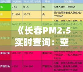 《长春PM2.5实时查询：空气质量一手掌握》