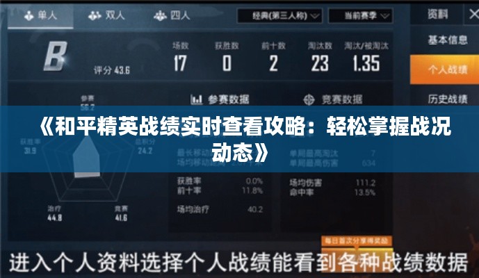 《和平精英战绩实时查看攻略：轻松掌握战况动态》