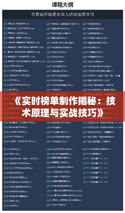 《实时榜单制作揭秘：技术原理与实战技巧》