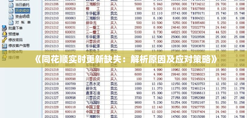 《同花顺实时更新缺失：解析原因及应对策略》