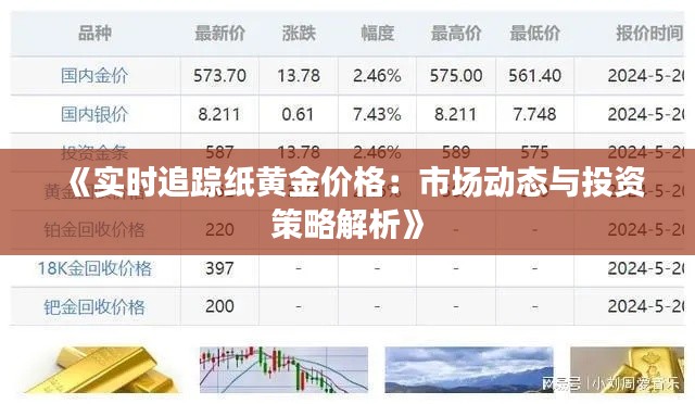 《实时追踪纸黄金价格：市场动态与投资策略解析》