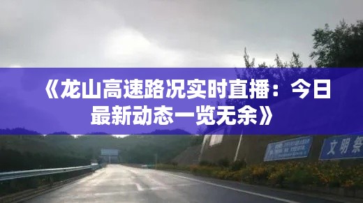 《龙山高速路况实时直播：今日最新动态一览无余》