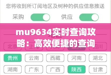 mu9634实时查询攻略：高效便捷的查询体验