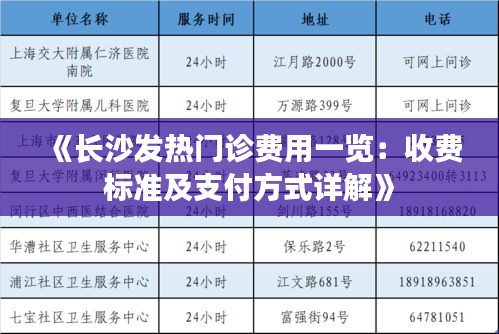 《长沙发热门诊费用一览：收费标准及支付方式详解》