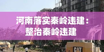 河南落实秦岭违建：整治秦岭违建 