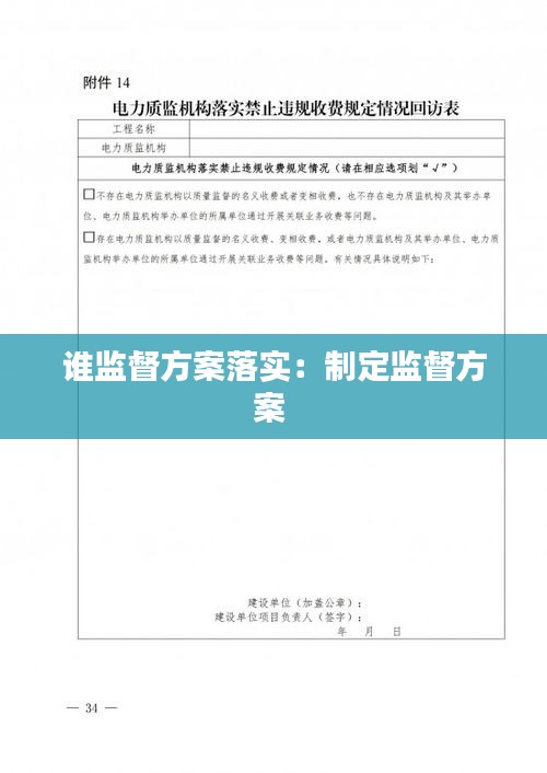 谁监督方案落实：制定监督方案 