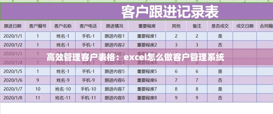 高效管理客户表格：excel怎么做客户管理系统 