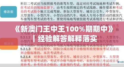 《新澳门王中王100%期期中》｜经验解答解释落实