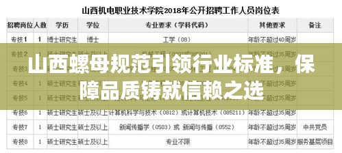 山西螺母规范引领行业标准，保障品质铸就信赖之选