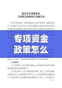 专项资金政策怎么落实：专项资金方案 