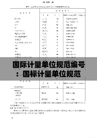 国际计量单位规范编号：国标计量单位规范 