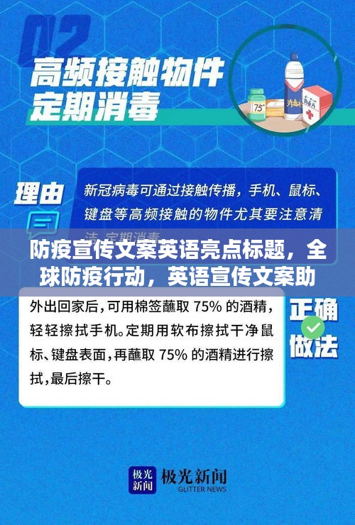 防疫宣传文案英语亮点标题，全球防疫行动，英语宣传文案助力疫情防控！