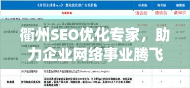 衢州SEO优化专家，助力企业网络事业腾飞，专业排名公司！