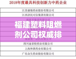 福建塑料阻燃剂公司权威排名榜单揭晓！