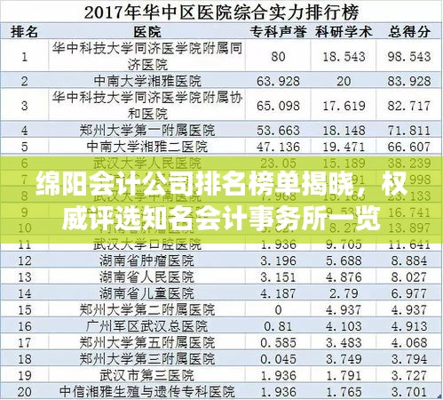绵阳会计公司排名榜单揭晓，权威评选知名会计事务所一览