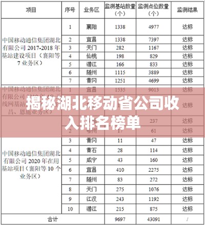 揭秘湖北移动省公司收入排名榜单