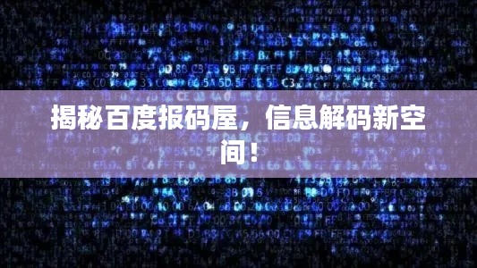 揭秘百度报码屋，信息解码新空间！